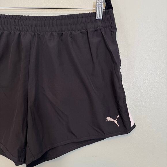 Puma Shorts Womens M/L Black White Side Stripe with Liner Running Athletic Gym - Picture 7 of 7